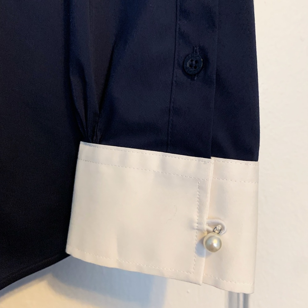 Navy & White Blouse | Size 6 - Picture 5 of 7